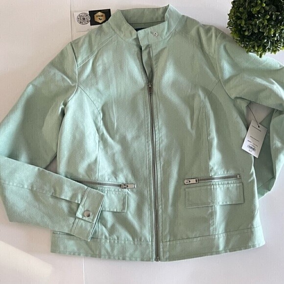 New Apt. 9 Long Sleeve Moto Jacket in Pearberry Green Retail $68.00 size XS - Picture 5 of 14